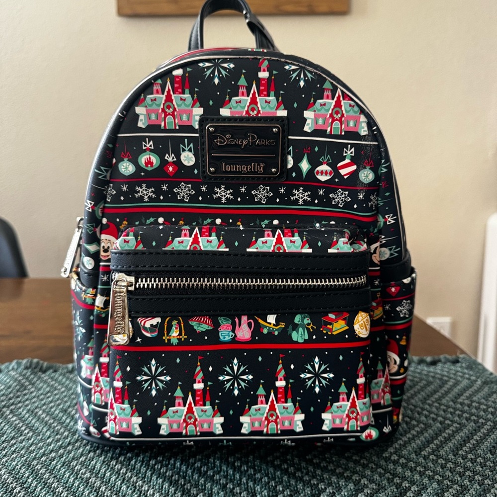Loungefly Holiday Castle Backpack - Black and Red